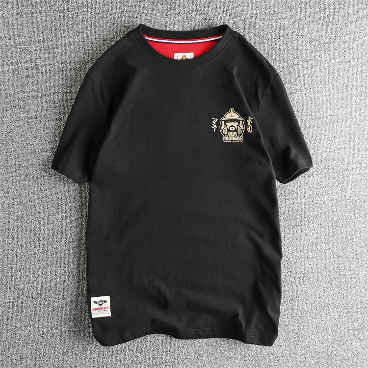 GorgeousBen Men's Ethnic Style Double-Sided Print T-Shirt | Washed Brushed Cotton Retro Summer Tee