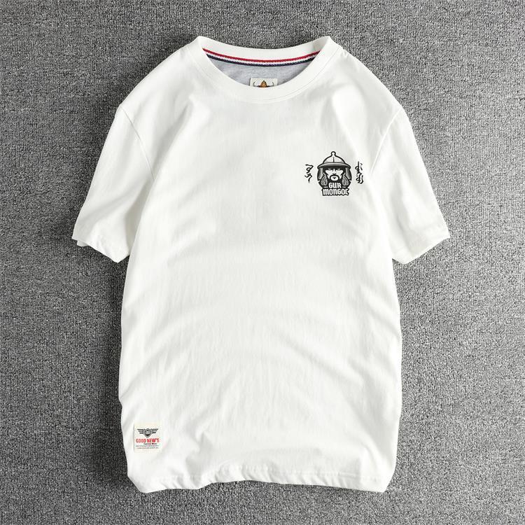 GorgeousBen Men's Ethnic Style Double-Sided Print T-Shirt | Washed Brushed Cotton Retro Summer Tee