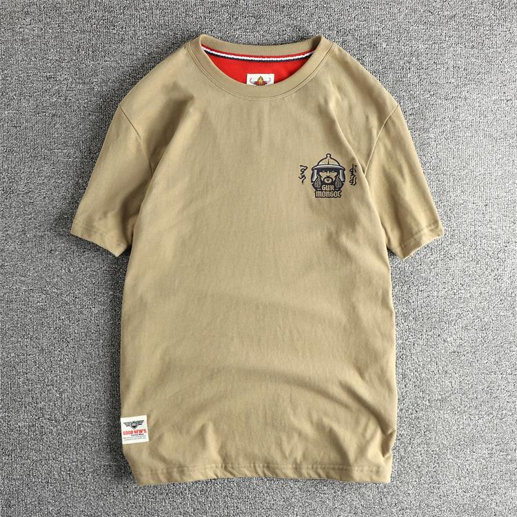 GorgeousBen Men's Ethnic Style Double-Sided Print T-Shirt | Washed Brushed Cotton Retro Summer Tee