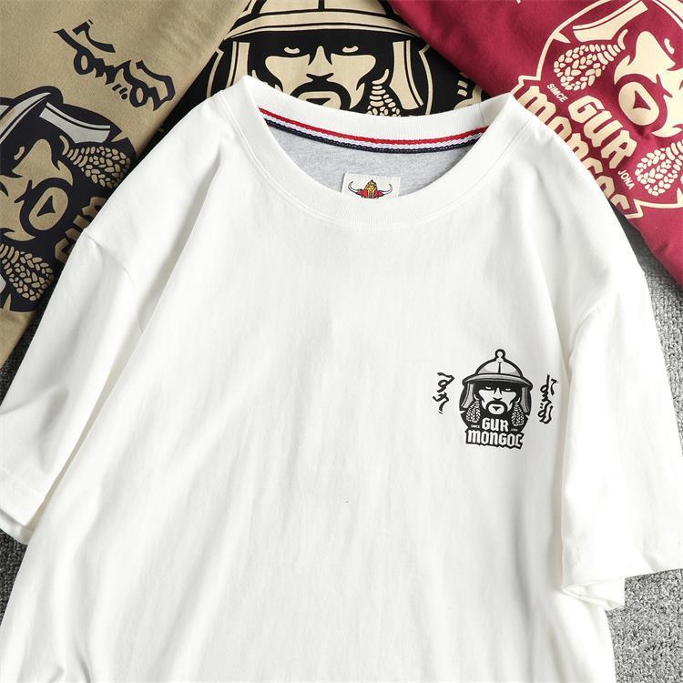 GorgeousBen Men's Ethnic Style Double-Sided Print T-Shirt | Washed Brushed Cotton Retro Summer Tee