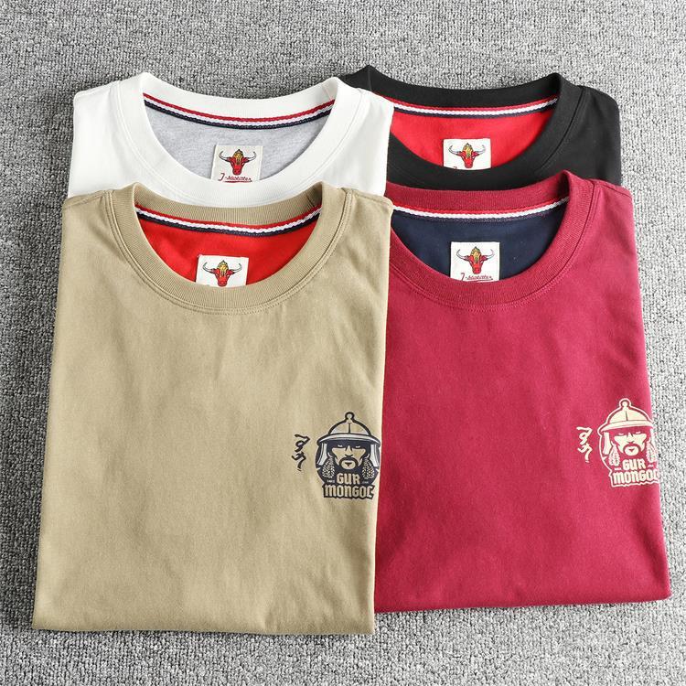 GorgeousBen Men's Ethnic Style Double-Sided Print T-Shirt | Washed Brushed Cotton Retro Summer Tee