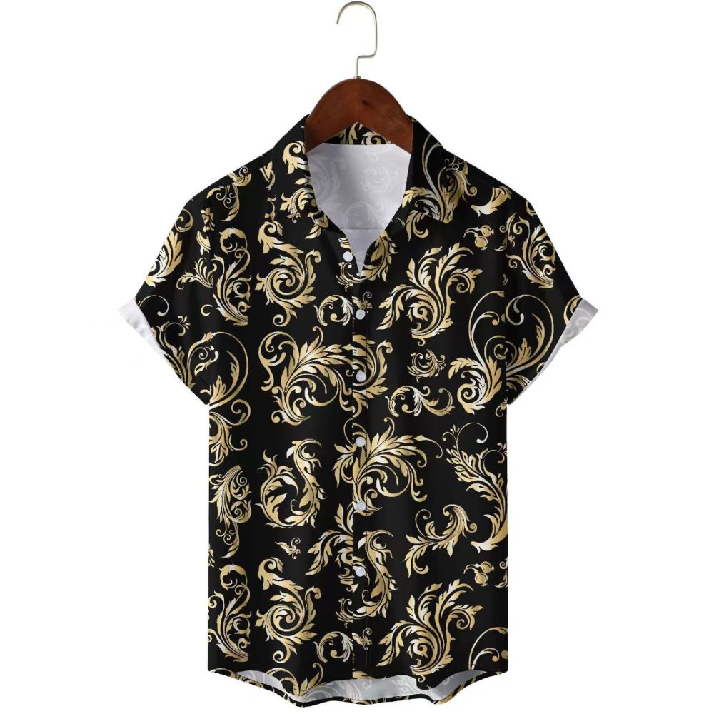 GorgeousBen Men's 3D Digital Print Short Sleeve Shirts, New Arrival Factory Direct