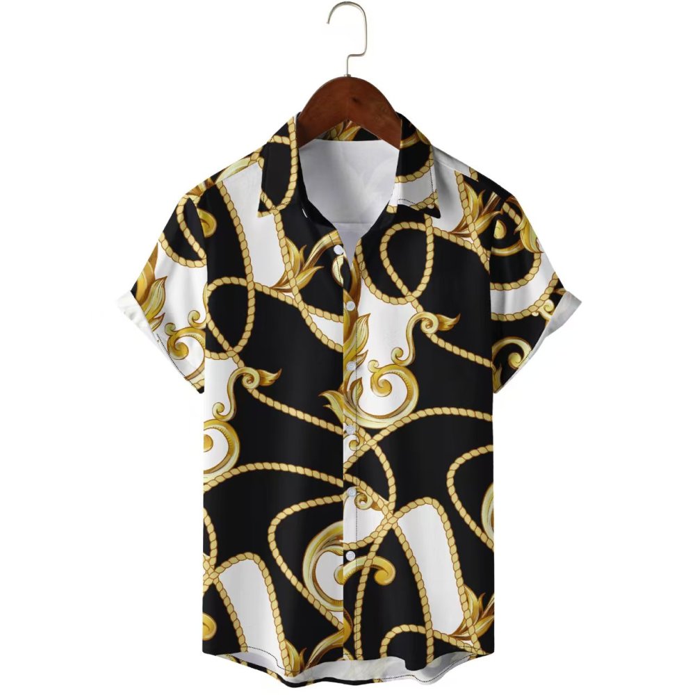 GorgeousBen Men's 3D Digital Print Short Sleeve Shirts, New Arrival Factory Direct