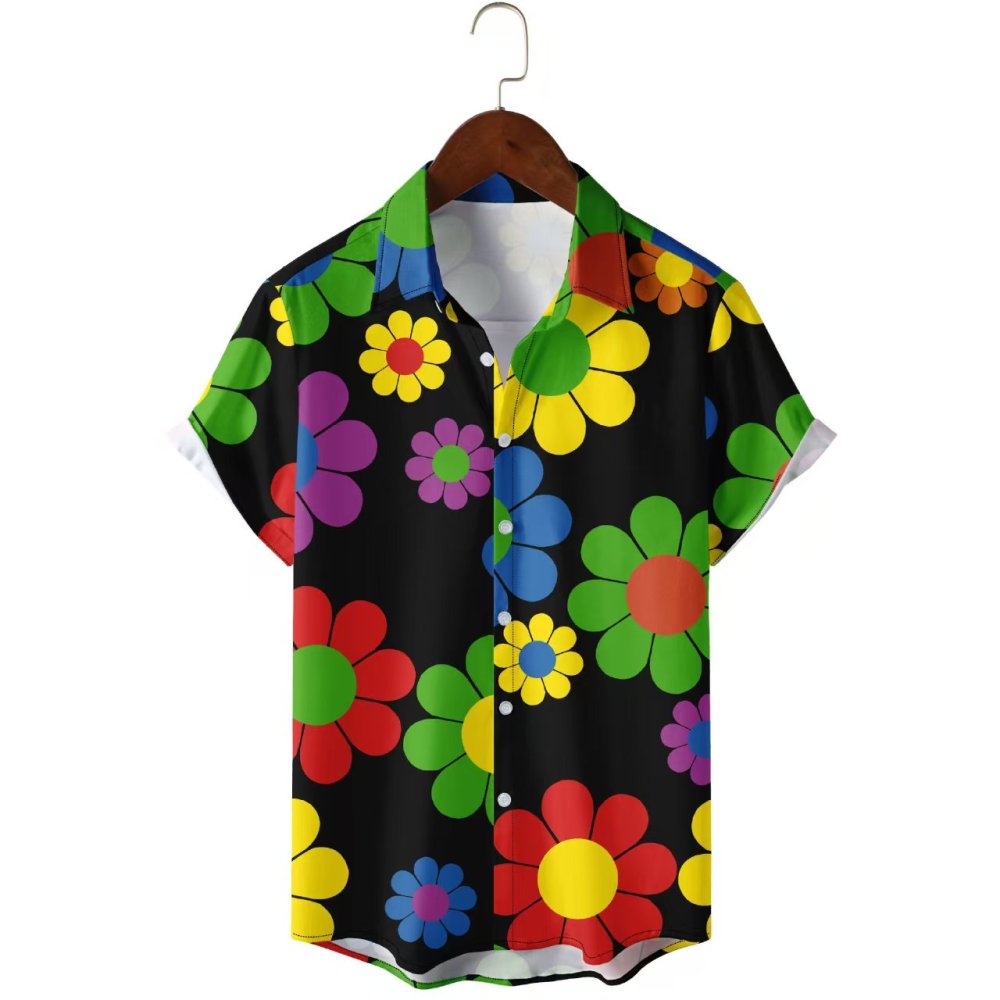 GorgeousBen Men's 3D Digital Print Short Sleeve Shirts, New Arrival Factory Direct