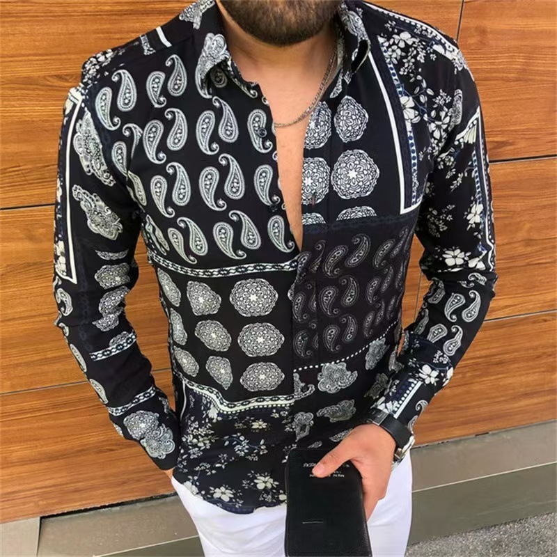 GorgeousBen Wholesale Men's Fashion Printed Long Sleeve Shirts | Factory Direct