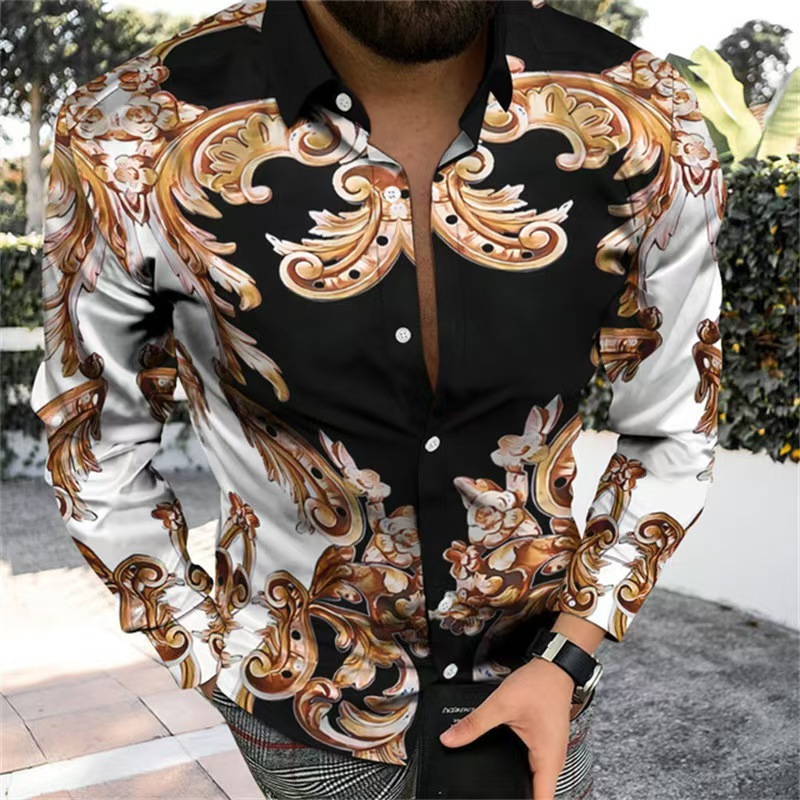 GorgeousBen Wholesale Men's Fashion Printed Long Sleeve Shirts | Factory Direct
