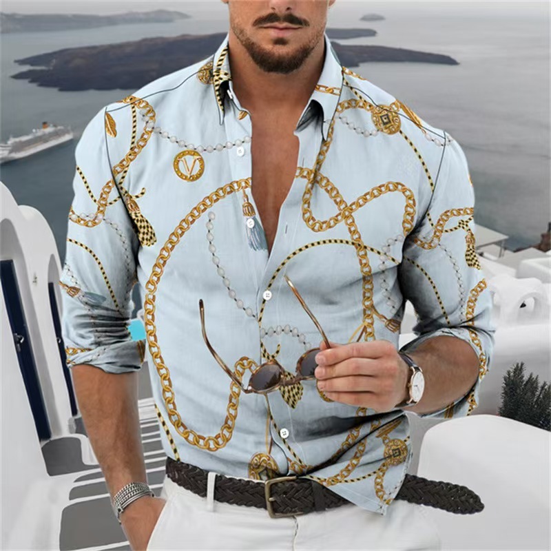GorgeousBen Wholesale Men's Fashion Printed Long Sleeve Shirts | Factory Direct