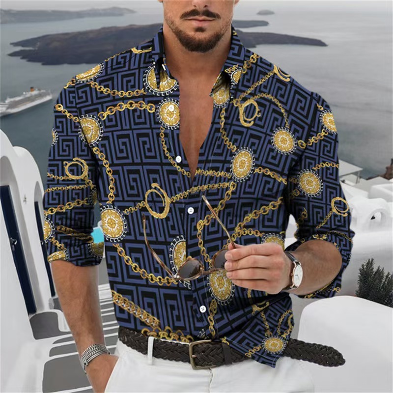 GorgeousBen Wholesale Men's Fashion Printed Long Sleeve Shirts | Factory Direct