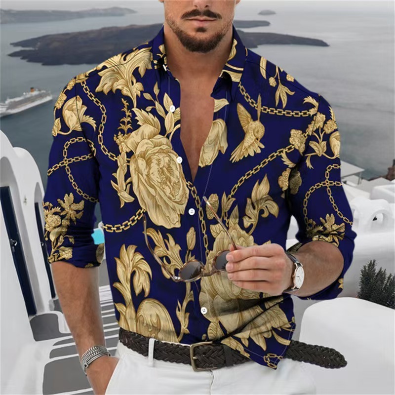 GorgeousBen Wholesale Men's Fashion Printed Long Sleeve Shirts | Factory Direct