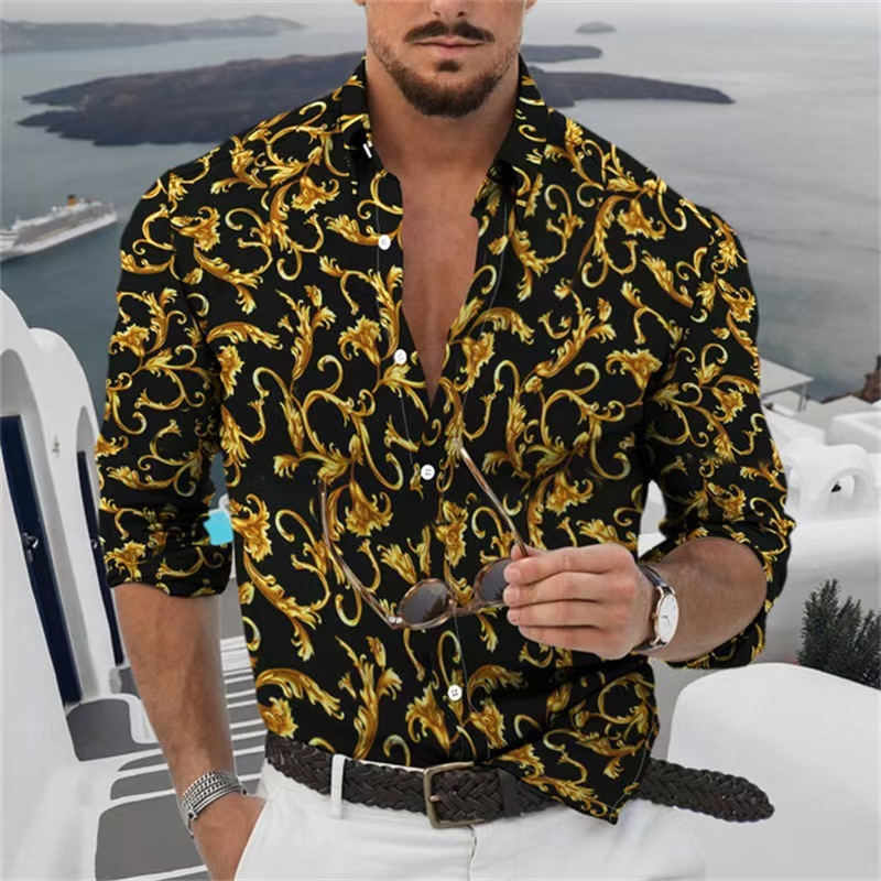 GorgeousBen Wholesale Men's Fashion Printed Long Sleeve Shirts | Factory Direct
