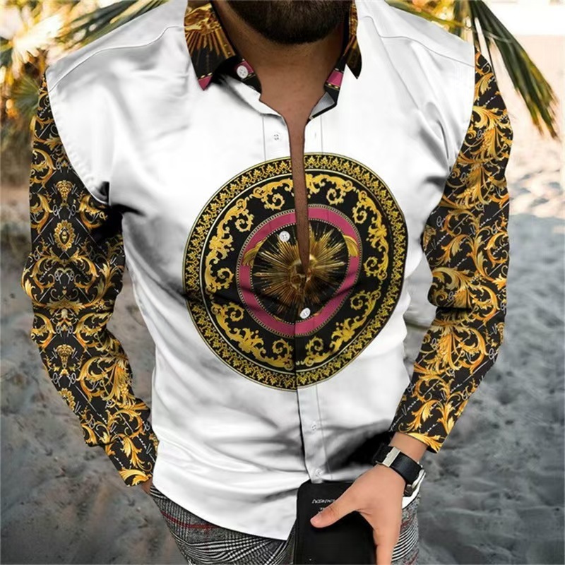 GorgeousBen Wholesale Men's Fashion Printed Long Sleeve Shirts | Factory Direct