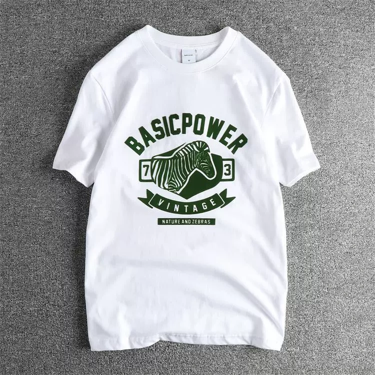 GorgeousBen Unisex Flocked Zebra Graphic T-Shirt American Retro Cotton Summer New Arrival