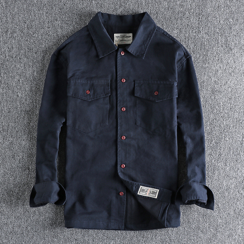 GorgeousBen Men's Spring Autumn Winter Amekaji American Vintage Military Green Engineer Utility Shirt Jacket