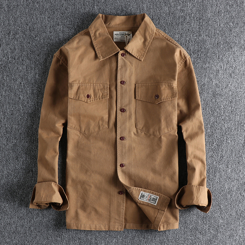 GorgeousBen Men's Spring Autumn Winter Amekaji American Vintage Military Green Engineer Utility Shirt Jacket