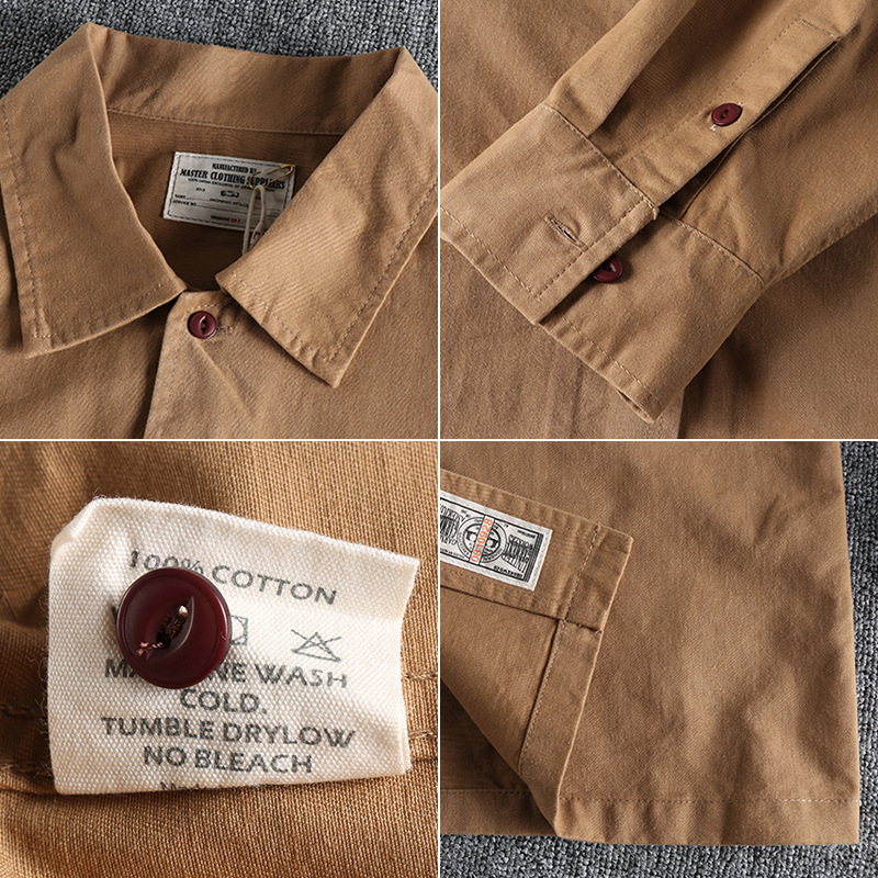 GorgeousBen Men's Spring Autumn Winter Amekaji American Vintage Military Green Engineer Utility Shirt Jacket