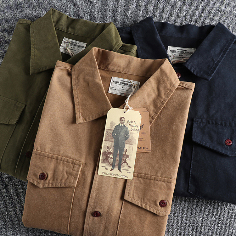 GorgeousBen Men's Spring Autumn Winter Amekaji American Vintage Military Green Engineer Utility Shirt Jacket