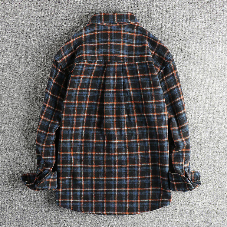 GorgeousBen Men's Spring Autumn Heavyweight Brushed Vintage Plaid Relaxed Fit Shirt Jacket