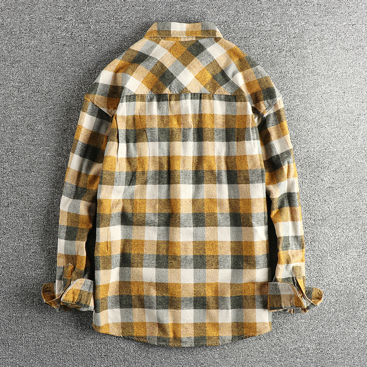 GorgeousBen Men's American Bohemian Vintage Brushed Large Plaid Relaxed Fit Spring Autumn Shirt Jacket