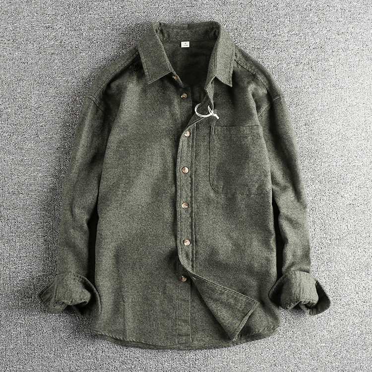 GorgeousBen Men's Preppy British Vintage Washed 100% Cotton Woven Long Sleeve Shirt