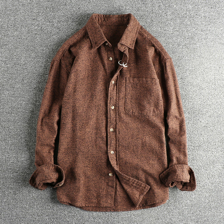 GorgeousBen Men's Preppy British Vintage Washed 100% Cotton Woven Long Sleeve Shirt