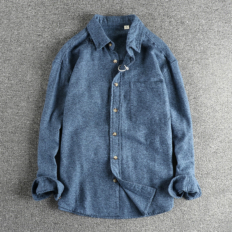 GorgeousBen Men's Preppy British Vintage Washed 100% Cotton Woven Long Sleeve Shirt