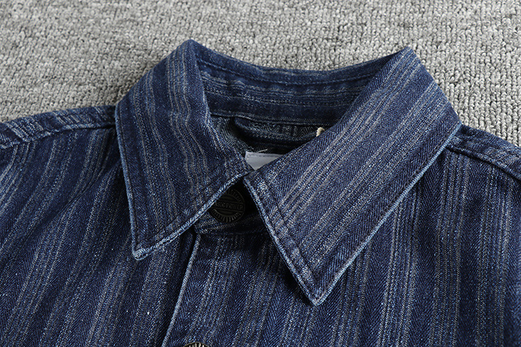 GorgeousBen Men's Americana Vintage Indigo Denim Workwear Multi-Pocket Shirt Jacket