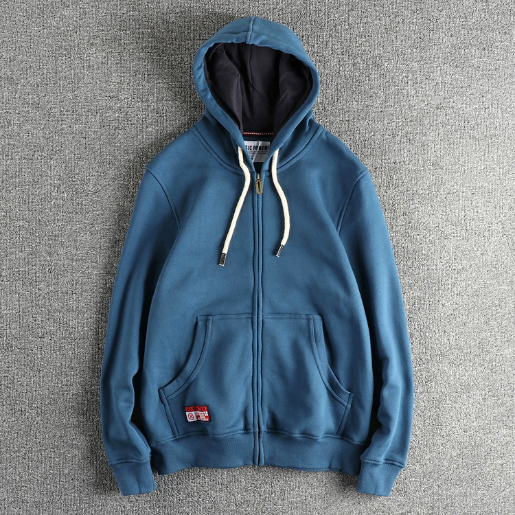 GorgeousBen 320G Heavyweight Fleece Lined Men's Vintage Zip Up Hoodie