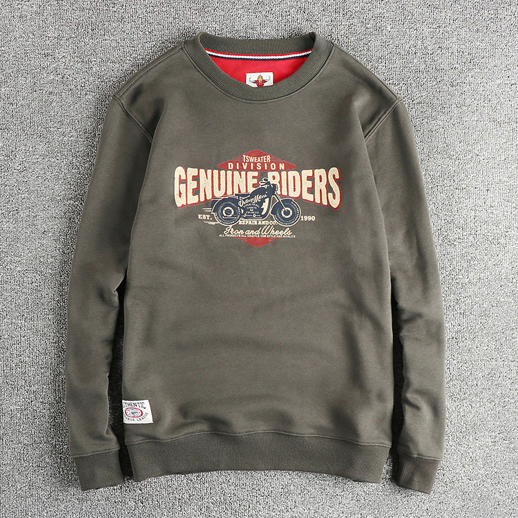 GorgeousBen Men's American Vintage Biker Letter Crew Neck Sweatshirt