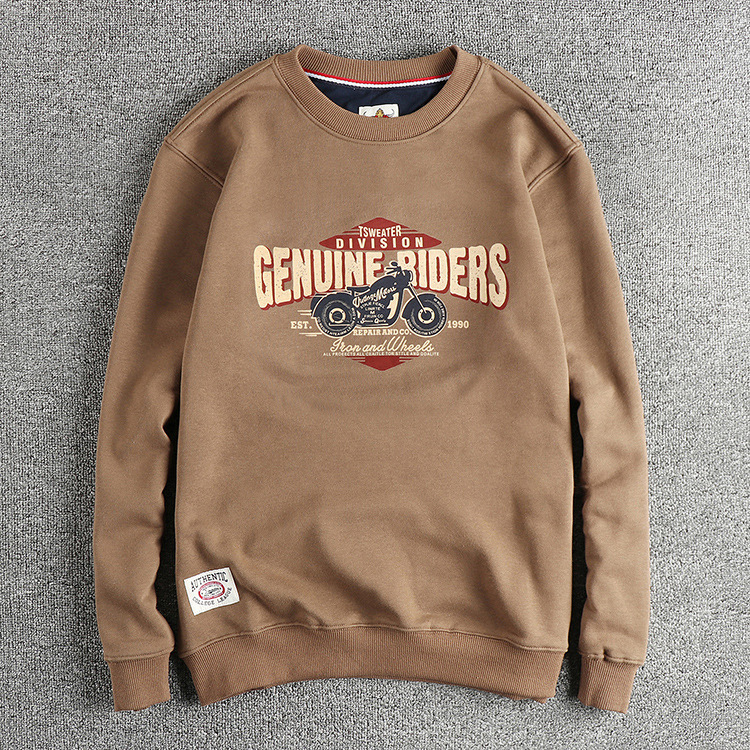 GorgeousBen Men's American Vintage Biker Letter Crew Neck Sweatshirt