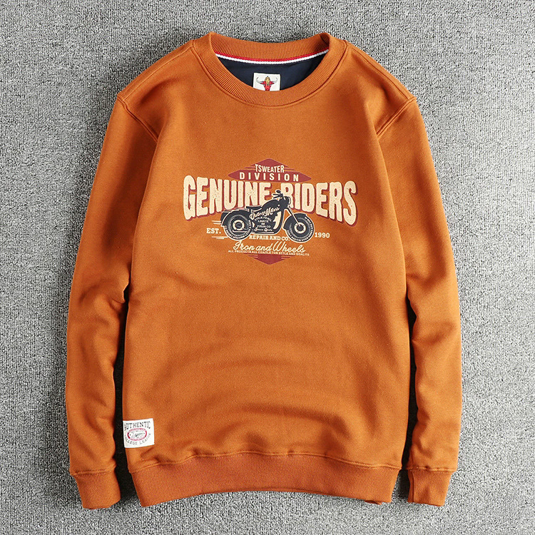 GorgeousBen Men's American Vintage Biker Letter Crew Neck Sweatshirt