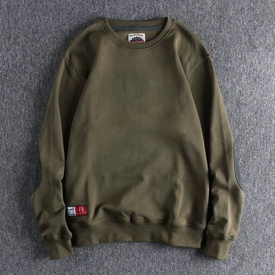 GorgeousBen Men's Patchwork Sleeve Retro Minimalist Crew Neck Sweatshirt