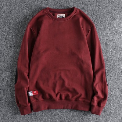 GorgeousBen Men's Patchwork Sleeve Retro Minimalist Crew Neck Sweatshirt