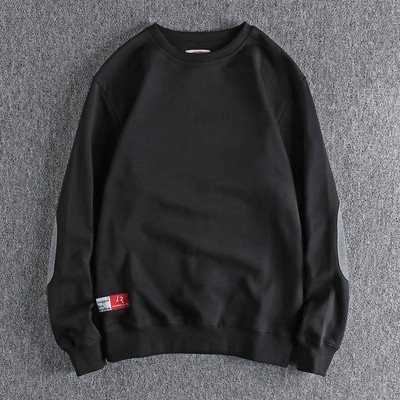 GorgeousBen Men's Patchwork Sleeve Retro Minimalist Crew Neck Sweatshirt