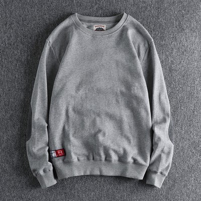 GorgeousBen Men's Patchwork Sleeve Retro Minimalist Crew Neck Sweatshirt