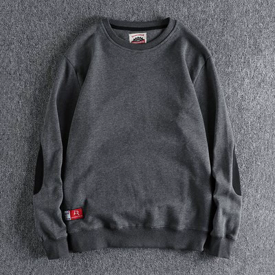 GorgeousBen Men's Patchwork Sleeve Retro Minimalist Crew Neck Sweatshirt