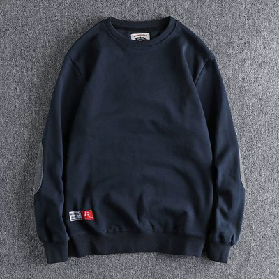 GorgeousBen Men's Patchwork Sleeve Retro Minimalist Crew Neck Sweatshirt