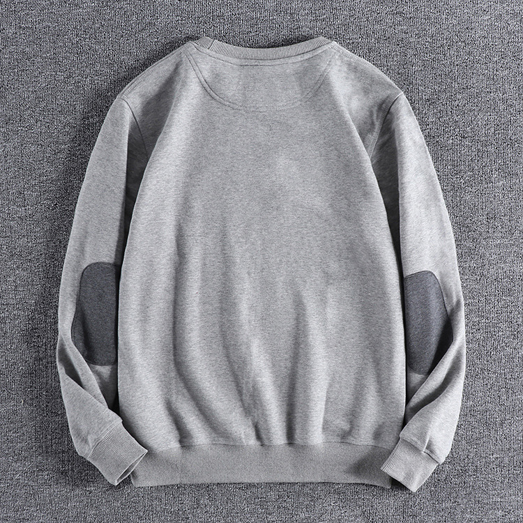 GorgeousBen Men's Color Block Patch Crew Neck Terry Sweatshirt