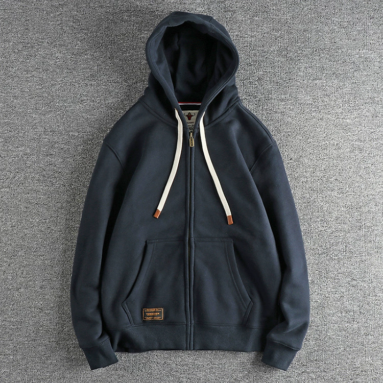 GorgeousBen Men's Light Washed Vintage Fleece Zip Up Hoodie