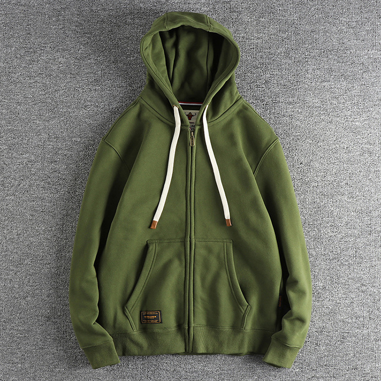 GorgeousBen Men's Light Washed Vintage Fleece Zip Up Hoodie