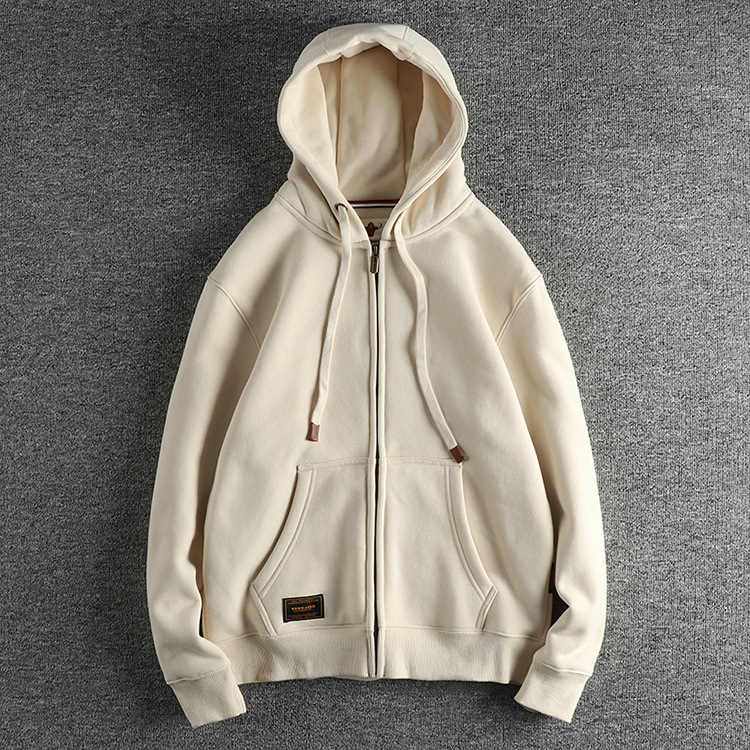 GorgeousBen Men's Light Washed Vintage Fleece Zip Up Hoodie