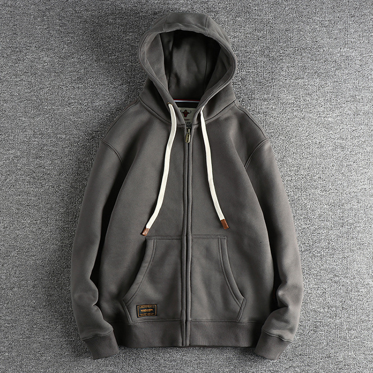 GorgeousBen Men's Light Washed Vintage Fleece Zip Up Hoodie