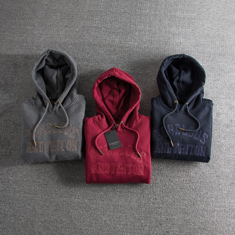 GorgeousBen Men's Embroidered Lettering Fleece Pullover Sweatshirt