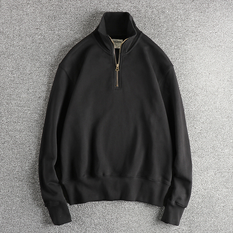 GorgeousBen Men's Amekaji Vintage Heavyweight Half-Zip Mock Neck Terry Sweatshirt