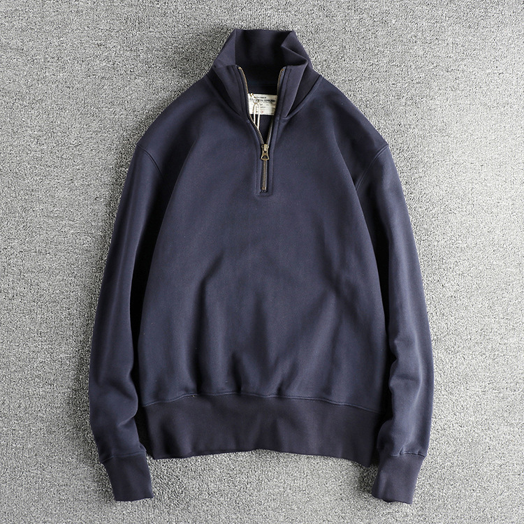 GorgeousBen Men's Amekaji Vintage Heavyweight Half-Zip Mock Neck Terry Sweatshirt