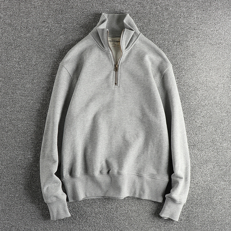 GorgeousBen Men's Amekaji Vintage Heavyweight Half-Zip Mock Neck Terry Sweatshirt
