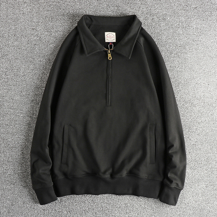 GorgeousBen Men's British Vintage Half Zip Lapel Sweatshirt