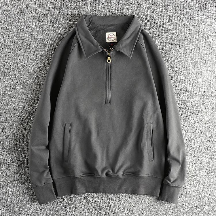 GorgeousBen Men's British Vintage Half Zip Lapel Sweatshirt