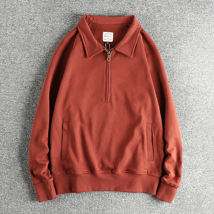 GorgeousBen Men's British Vintage Half Zip Lapel Sweatshirt