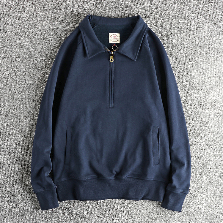 GorgeousBen Men's British Vintage Half Zip Lapel Sweatshirt