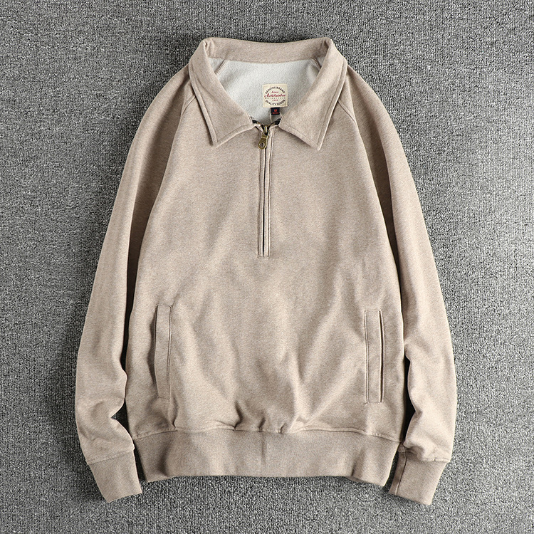GorgeousBen Men's British Vintage Half Zip Lapel Sweatshirt